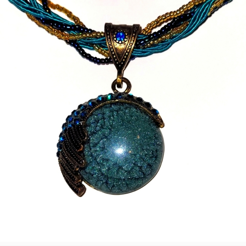 Handmade boho moon prism necklace